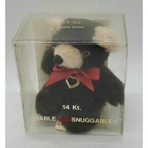 vintage lovable snuggables St. Regis plush bear w/ 14kt 14k gold‎ heart